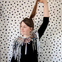 Load image into Gallery viewer, Silver Tinsel Party/Festival Cape