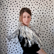 Load image into Gallery viewer, Silver Tinsel Party/Festival Cape