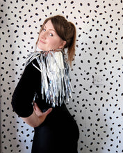 Load image into Gallery viewer, Silver Tinsel Party/Festival Cape