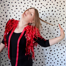 Load image into Gallery viewer, Red Tinsel Party/Festival Cape