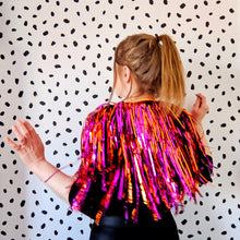 Load image into Gallery viewer, Pink and Orange Tinsel Party/Festival Cape