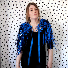 Load image into Gallery viewer, Blue Tinsel Party/Festival Cape