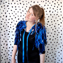 Load image into Gallery viewer, Blue Tinsel Party/Festival Cape