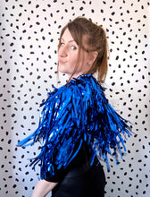 Load image into Gallery viewer, Blue Tinsel Party/Festival Cape