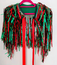 Load image into Gallery viewer, Red and Green Tinsel Party/Festival Cape
