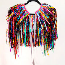 Load image into Gallery viewer, Rainbow Tinsel Party/Festival Cape