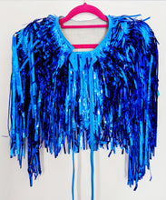 Load image into Gallery viewer, Blue Tinsel Party/Festival Cape