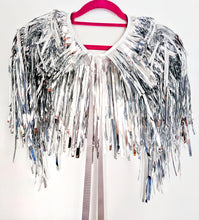 Load image into Gallery viewer, Silver Tinsel Party/Festival Cape