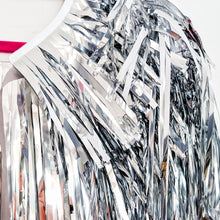 Load image into Gallery viewer, Silver Tinsel Party/Festival Cape