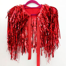 Load image into Gallery viewer, Red Tinsel Party/Festival Cape