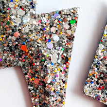 Load image into Gallery viewer, Crushed Pearl Silver Glitter Disco Bolt Lightning Bolt Earrings