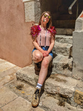 Load image into Gallery viewer, Pink and Gold Ombre Disco Party Cape