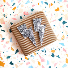 Load image into Gallery viewer, Spotty Matte Leatherette - Super Disco Bolt Oversized Lightning Bolt Earrings