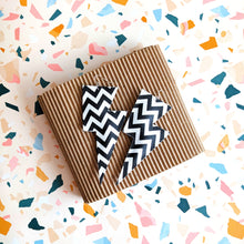 Load image into Gallery viewer, Zig Zag Leatherette - Super Disco Bolt Lightning Bolt Earrings