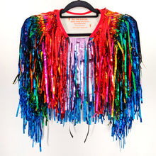 Load image into Gallery viewer, Rainbow Cascade - Disco Party Tinsel Festival Cape