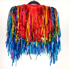 Load image into Gallery viewer, Rainbow Cascade - Disco Party Tinsel Festival Cape