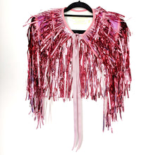 Load image into Gallery viewer, Pale Pink Tinsel Disco Party Festival Cape