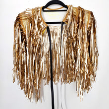 Load image into Gallery viewer, Matte Gold Tinsel - Disco Party Festival Cape