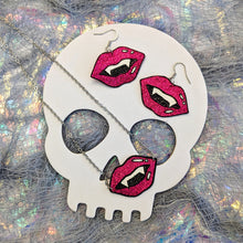 Load image into Gallery viewer, Halloween Vampire Fangs &#39;Pop Art&#39; Edition Necklace and Earrings Set
