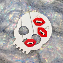 Load image into Gallery viewer, Halloween Vampire Fangs Matte Leatherette Earring and Necklace Set
