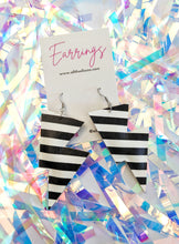 Load image into Gallery viewer, Chunky Stripe Matte Leatherette Disco Bolt Lightning Bolt Earrings
