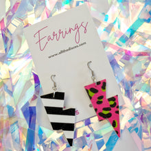 Load image into Gallery viewer, Neon Clash Mini Disco Bolt Small Lightning Bolt Earrings

