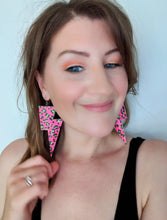 Load image into Gallery viewer, Neon Leopard Super Disco Bolt Lightning Bolt Earrings
