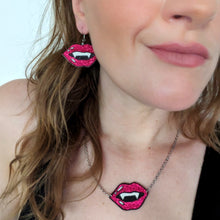 Load image into Gallery viewer, Halloween Vampire Fangs &#39;Pop Art&#39; Edition Necklace and Earrings Set
