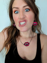 Load image into Gallery viewer, Halloween Vampire Fangs &#39;Pop Art&#39; Edition Necklace and Earrings Set
