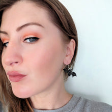 Load image into Gallery viewer, Halloween 2023 Night Sky Mini Bat Earrings
