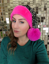 Load image into Gallery viewer, All The Discos X ADHDAF Leopard and Hot Pink Santa Hat
