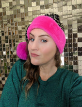 Load image into Gallery viewer, All The Discos X ADHDAF Leopard and Hot Pink Santa Hat
