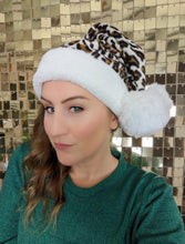 Load image into Gallery viewer, Christmas Santa Hats - Leopard Print and Cream Faux Fur
