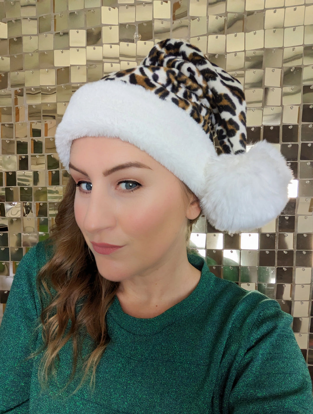 Christmas Santa Hats - Leopard Print and Cream Faux Fur