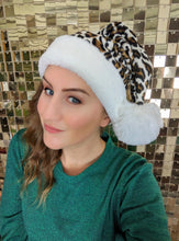 Load image into Gallery viewer, Christmas Santa Hats - Leopard Print and Cream Faux Fur
