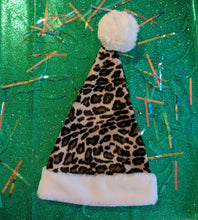 Load image into Gallery viewer, Christmas Santa Hats - Leopard Print and Cream Faux Fur
