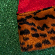 Load image into Gallery viewer, Christmas Santa Hats - Red Crushed Velvet and Leopard Print
