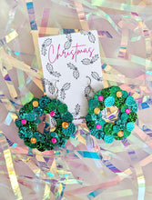 Load image into Gallery viewer, Bold and Beautiful Christmas Wreath Hoop Earrings
