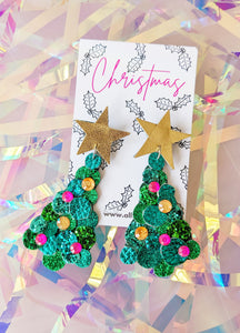 Bold and Bright Christmas Tree Earrings