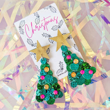 Load image into Gallery viewer, Bold and Bright Christmas Tree Earrings
