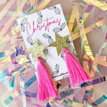 Load image into Gallery viewer, Star Tassel Stud Earrings - Hot Pink
