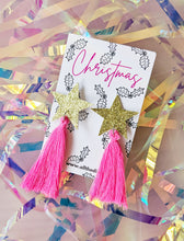 Load image into Gallery viewer, Star Tassel Stud Earrings - Hot Pink
