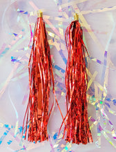 Load image into Gallery viewer, Tinsel Tassel Earrings - Red
