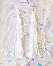 Load image into Gallery viewer, Tinsel Tassel Earrings - Mermaid White
