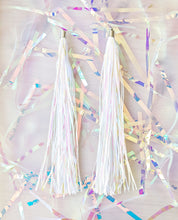 Load image into Gallery viewer, Tinsel Tassel Earrings - Mermaid White
