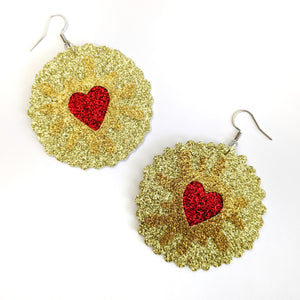 Jammy Hearts - Biscuit Inspired Heart Earrings