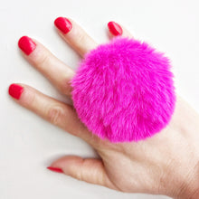 Load image into Gallery viewer, Hot Pink Giant Fluffy Pom-Pom Ring
