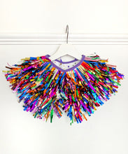 Load image into Gallery viewer, Kids Disco Party Cape - Rainbow Tinsel
