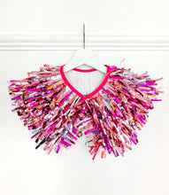 Load image into Gallery viewer, Kids Disco Party Cape - Pink Tinsels
