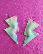 Load image into Gallery viewer, Tie Dye Disco Bolt Lightning Bolt Earrings - LIMITED EDITION
